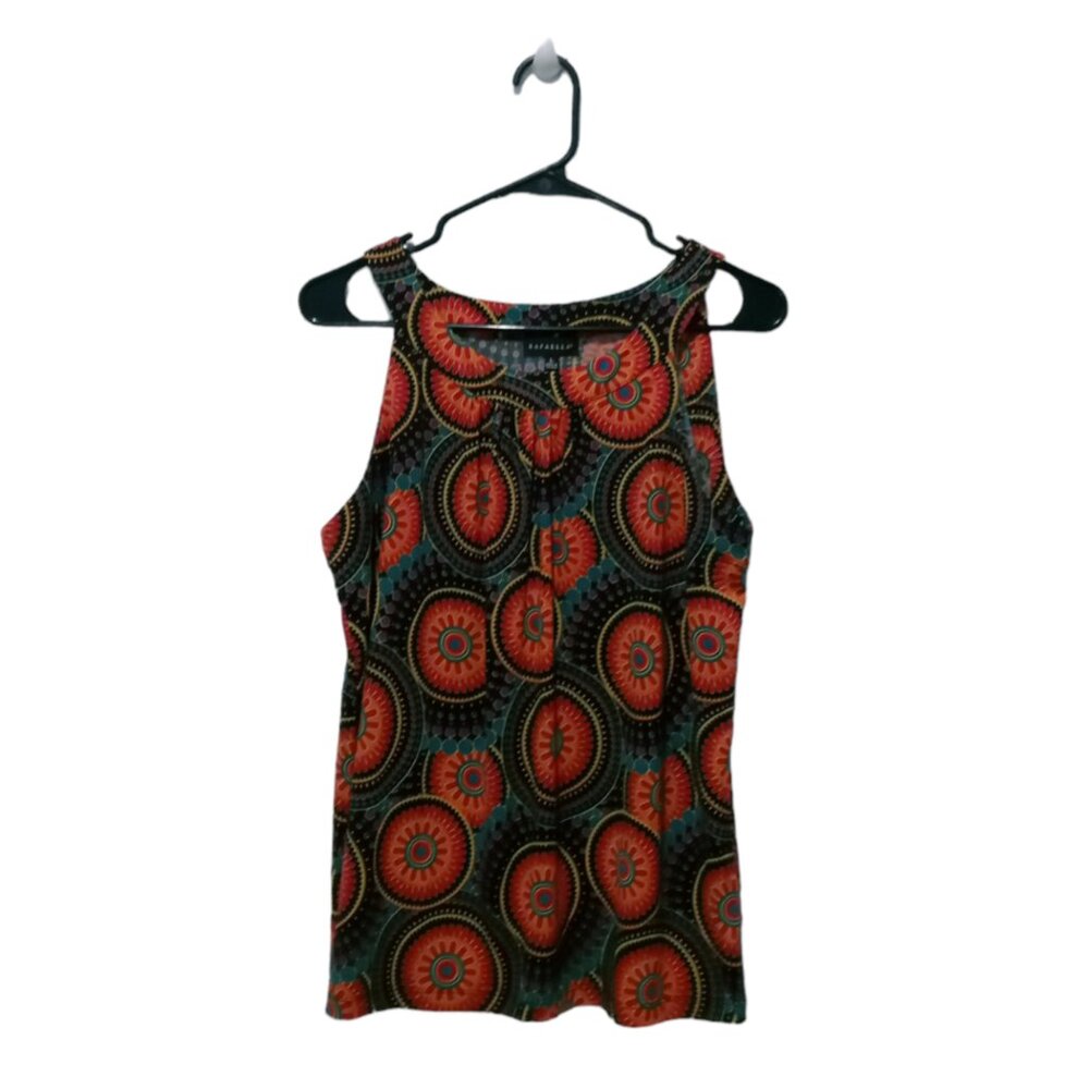 Rafaella Women's Sleeveless Mosaic Circles Print Tank Top Size Large